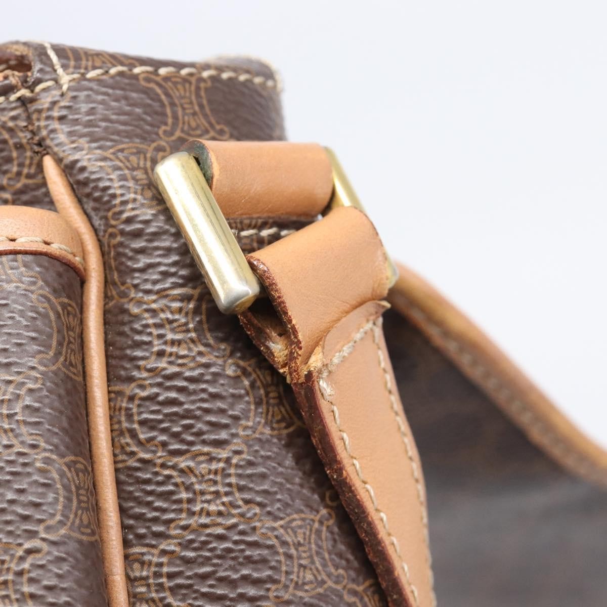 Celine Macadam Shoulder Canvas, Brown, Canvas, Crossbody Bag