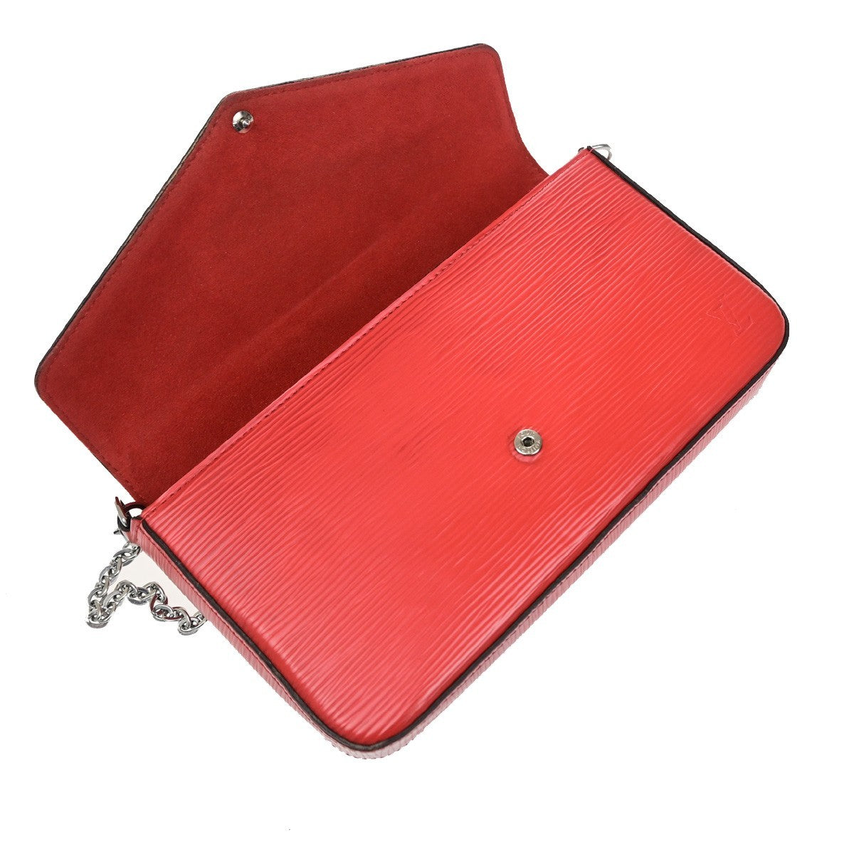 Louis Vuitton Felicie Chain Epi Leather, Red, Leather, Clutch