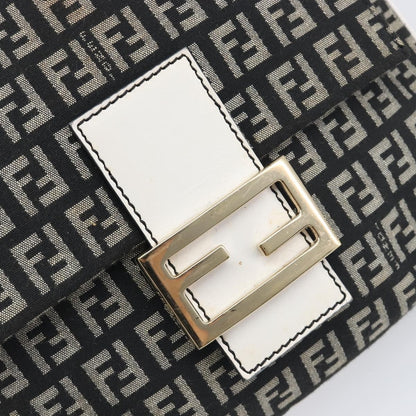 Fendi Vintage Flap Zucchino Canvas, Black, Canvas, Crossbody Bag