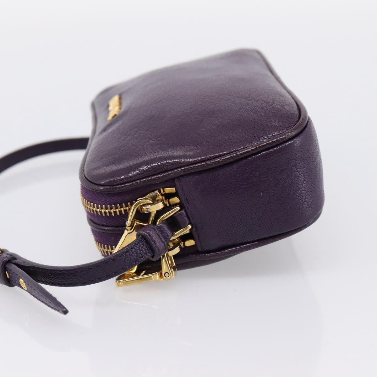 Miu Miu Double Zip Pochette Leather, Purple, Leather, Clutch