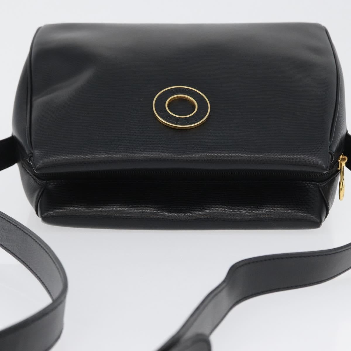 Celine Circle Logo Leather, Black, Leather, Shoulder Bag