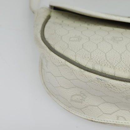 Christian Dior Vintage Honeycomb Flap Coated Canvas, White, Canvas, Wallet