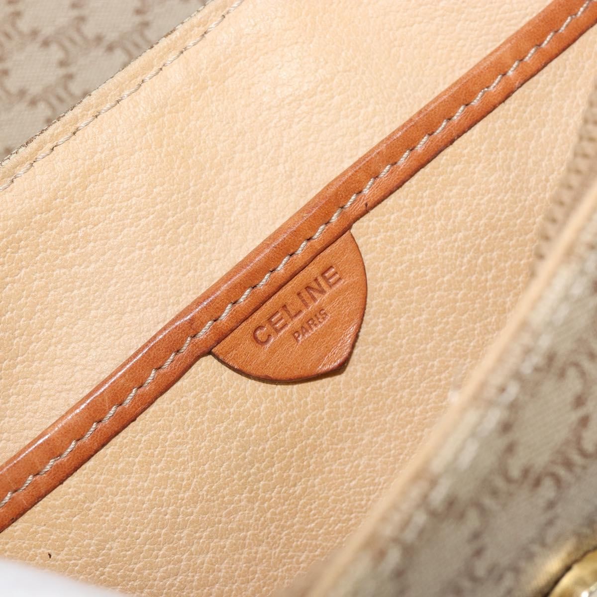 Celine Vintage Macadam Canvas and Leather, Beige, Canvas, Handbag