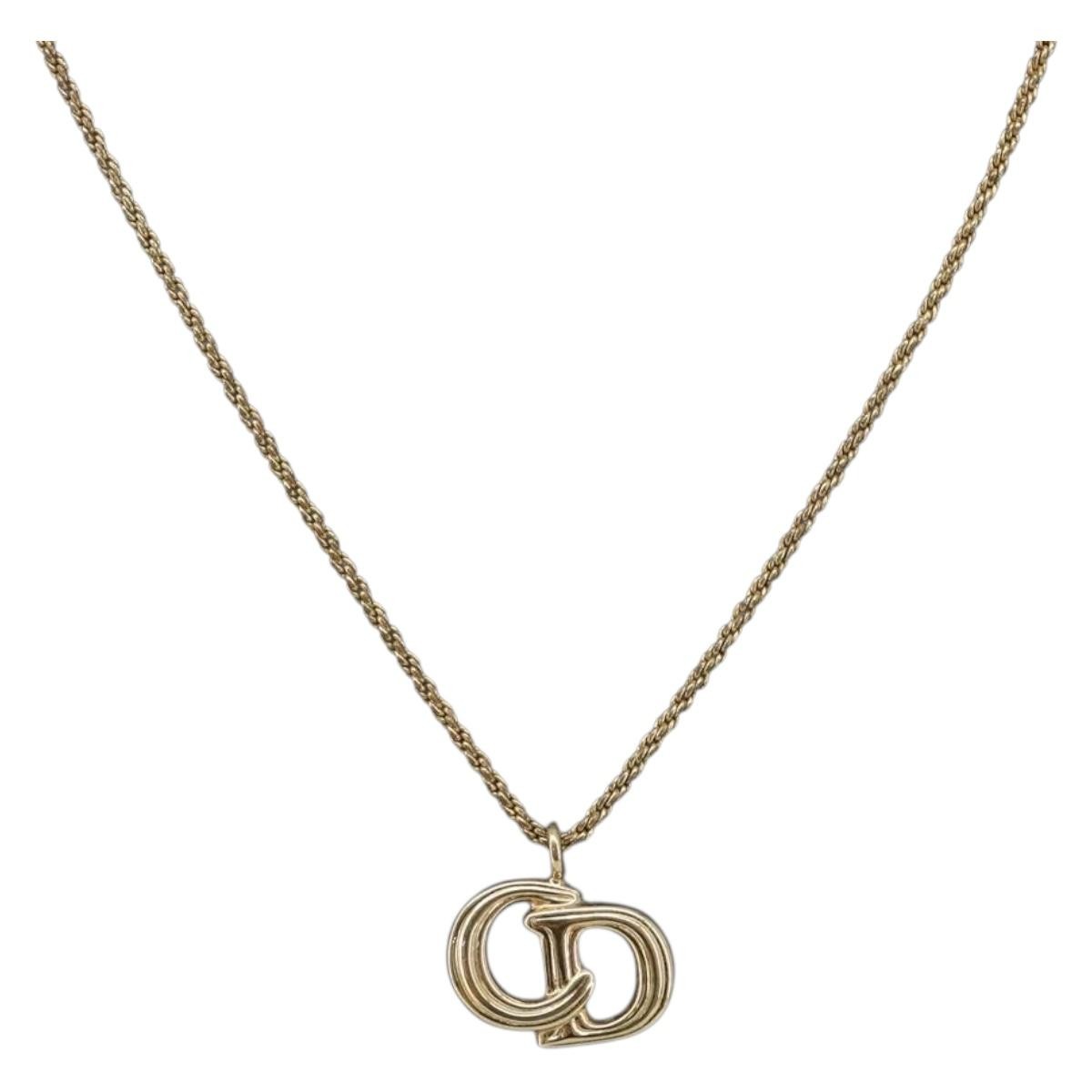 Christian Dior CD Pendant Metal, Gold, Metal, Necklace