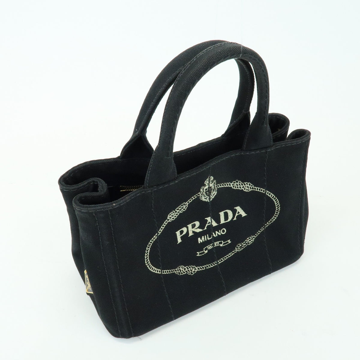 Prada Canapa Canvas, Black, Canvas, Tote Bag