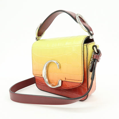 Chloe C Flap Crocodile Embossed Leather, Multicolour, Leather, Handbag