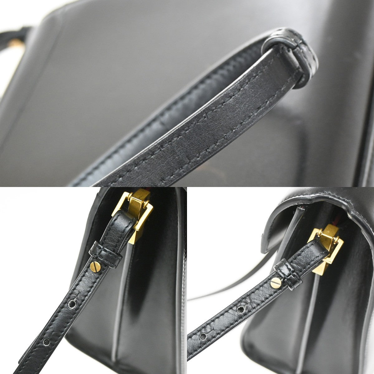 Saint Laurent Cassandra Leather, Black, Leather, Shoulder Bag