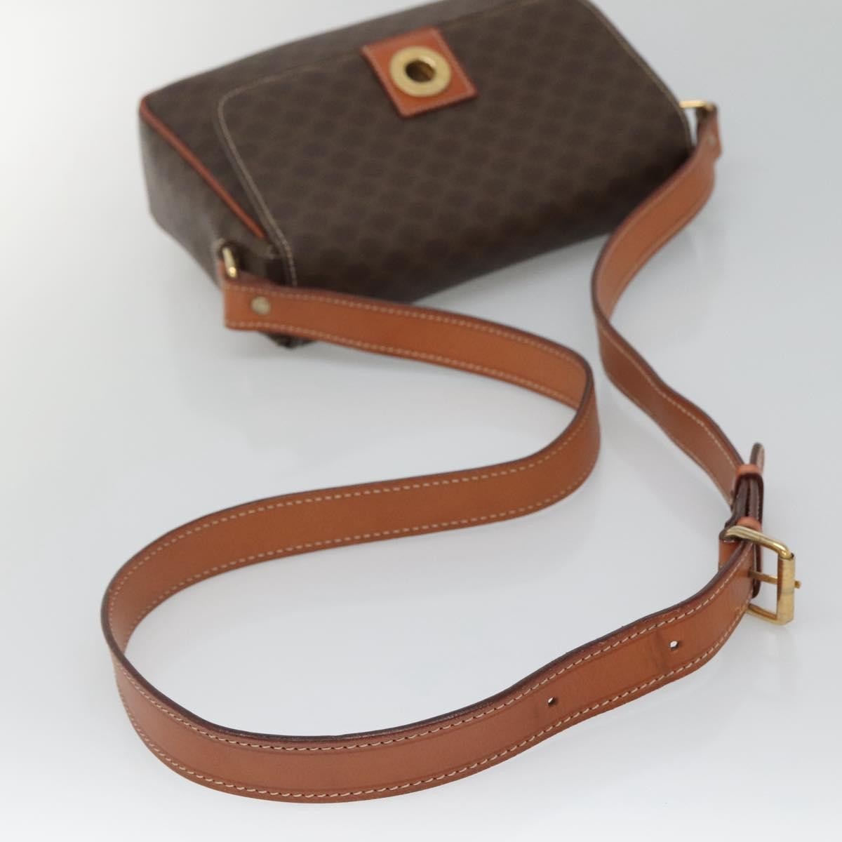 Celine Vintage Macadam Canvas and Leather, Brown, Canvas, Shoulder Bag