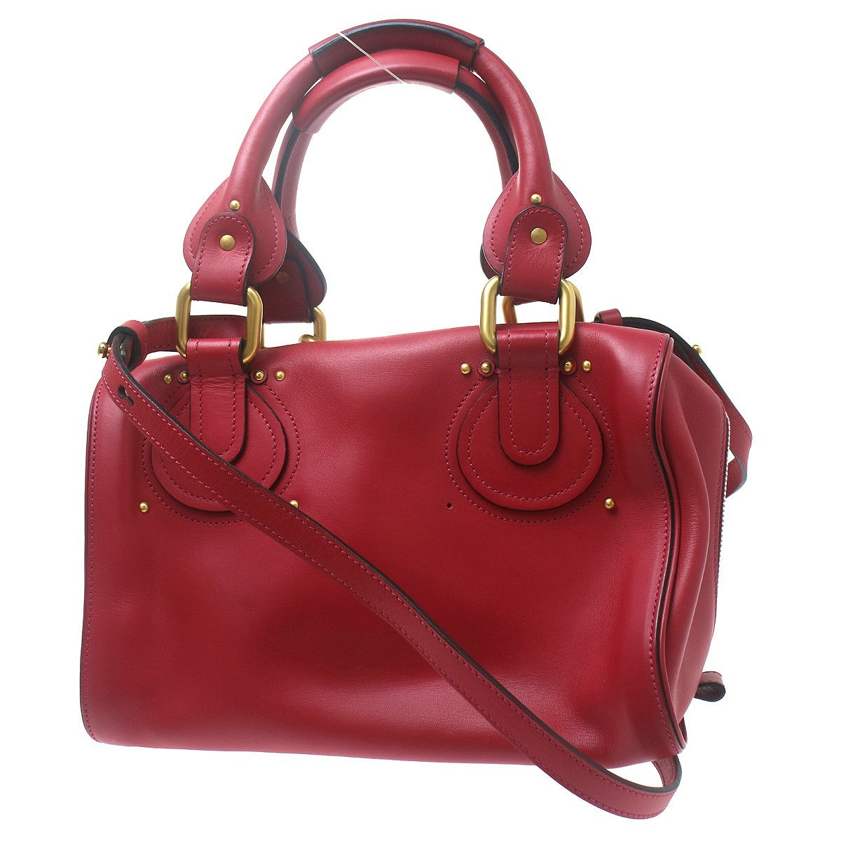 Chloe Paddington Lock Leather, Red, Leather, Handbag