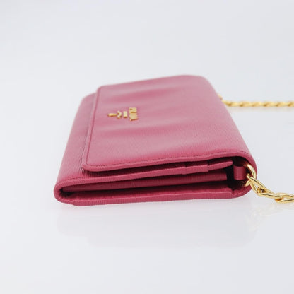 Prada Wallet on Chain Saffiano Leather, Pink, Leather, Crossbody Bag