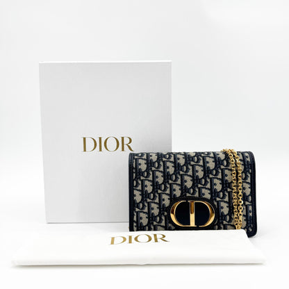 Christian Dior 30 Montaigne 2-in-1 Oblique Canvas, Navy, Canvas, Clutch