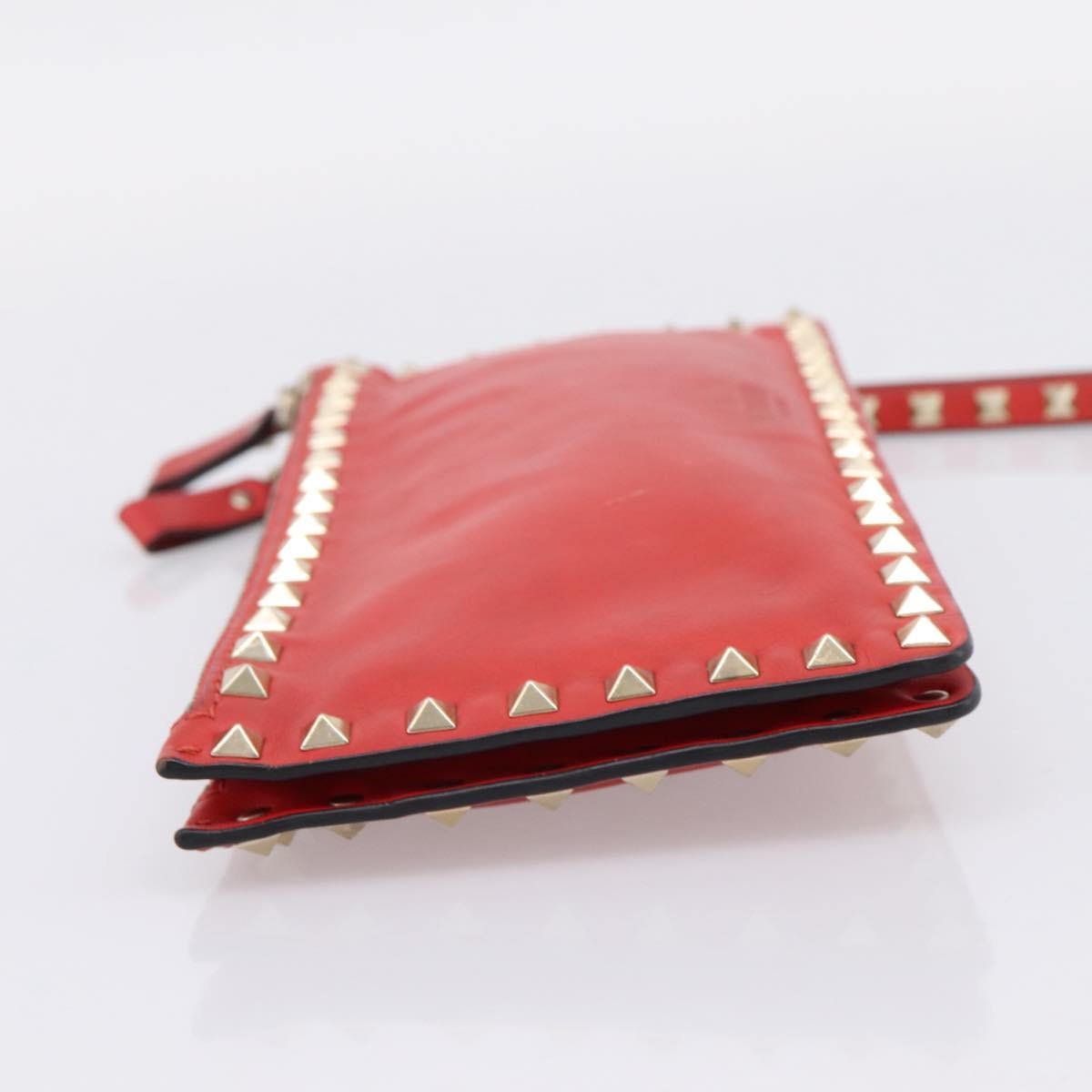 Valentino Garavani Rockstud Clutch Leather, Black, Leather, Clutch