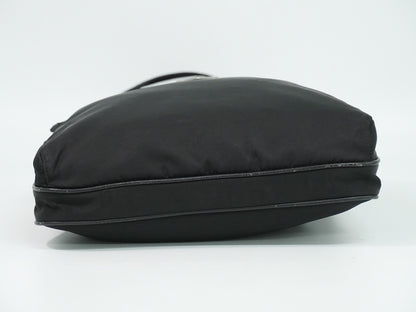 Prada Front Zip Messenger Quilted Tessuto, Black, Nylon, Shoulder Bag