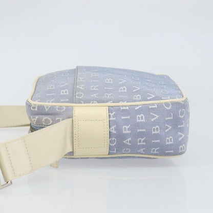 Bvlgari Logomania Canvas with Leather, Blue, Canvas, Shoulder Bag