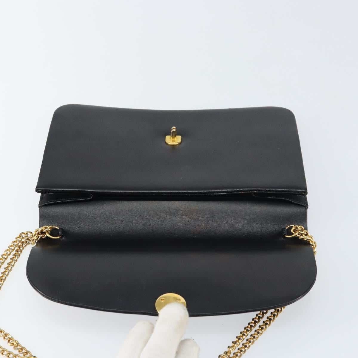 Christian Dior Vintage Chain Flap Leather, Black, Leather, Shoulder Bag