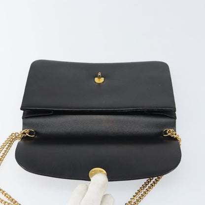 Christian Dior Vintage Chain Flap Leather, Black, Leather, Shoulder Bag