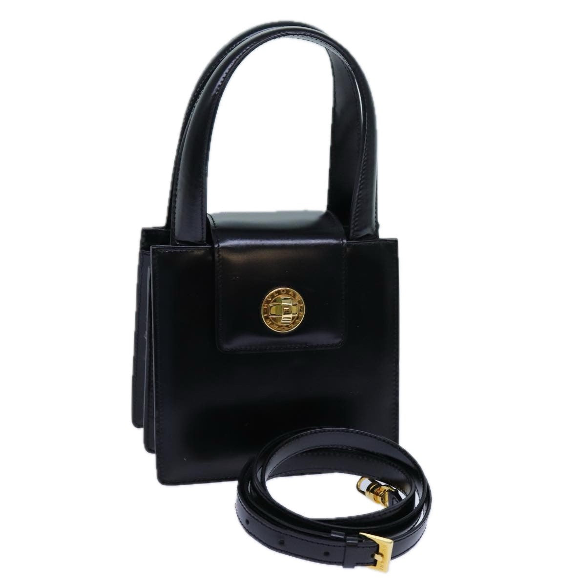 Bvlgari Handbag Leather, Black, Leather, Handbag