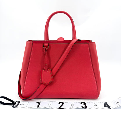 Fendi 2Jours Leather, Red, Leather, Handbag
