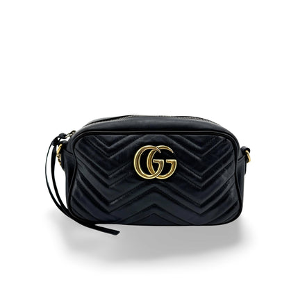 Gucci GG Marmont Matelasse Leather, Black, Leather, Shoulder Bag