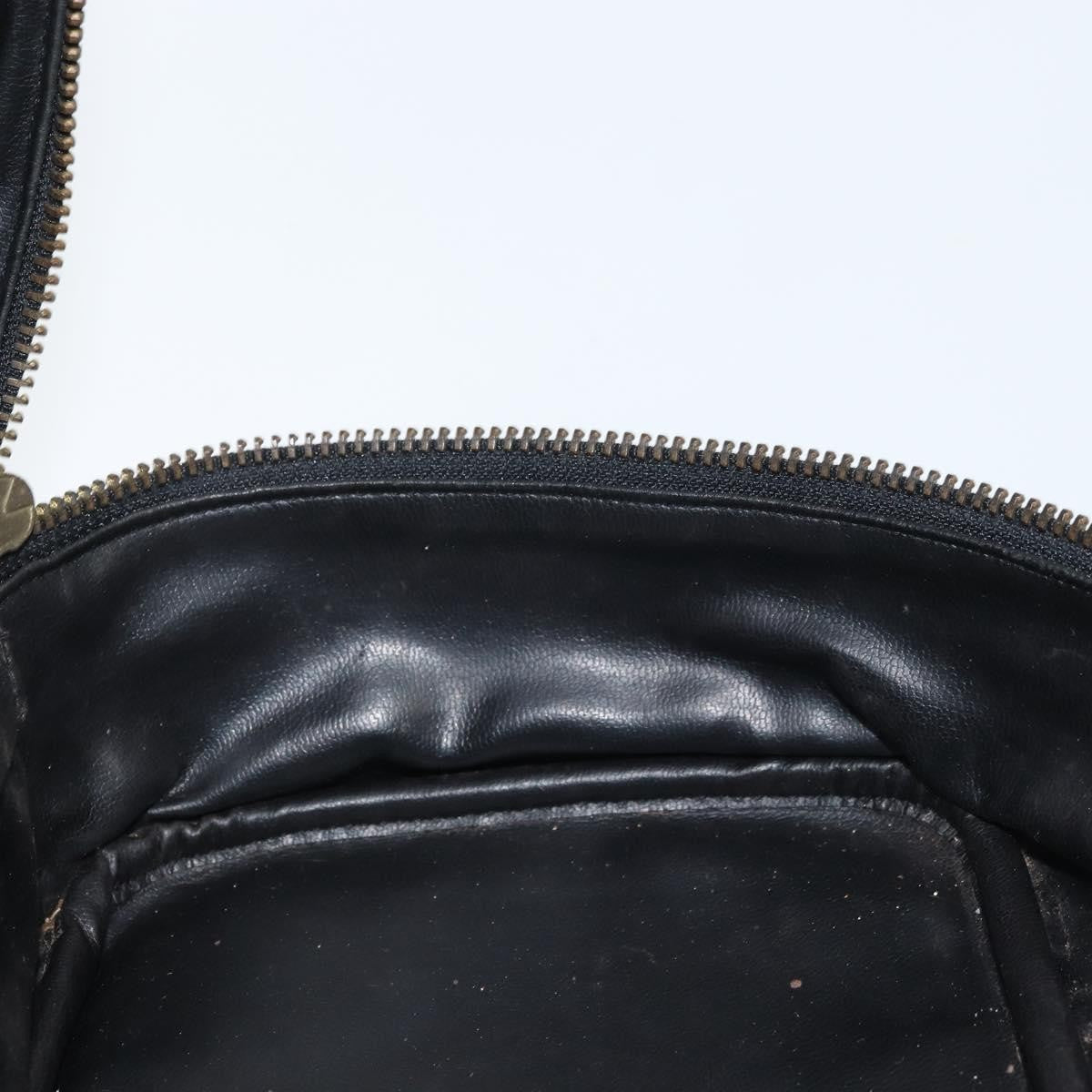 Fendi Vintage Cosmetic Case Pequin Canvas, Black, Leather, Clutch