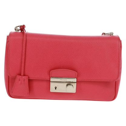 Prada Sound Chain Saffiano Leather, Red, Leather, Shoulder Bag