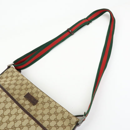 Gucci Web Strap Messenger GG Canvas, Beige, Canvas, Handbag