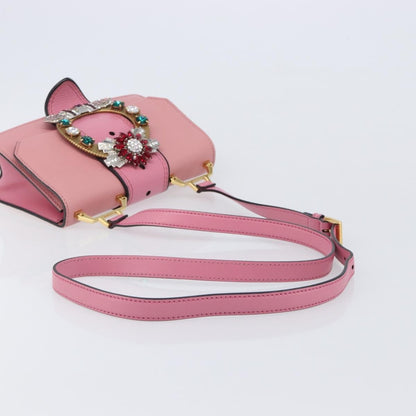 Miu Miu Madras Crystal Flap Leather, Pink, Leather, Crossbody Bag