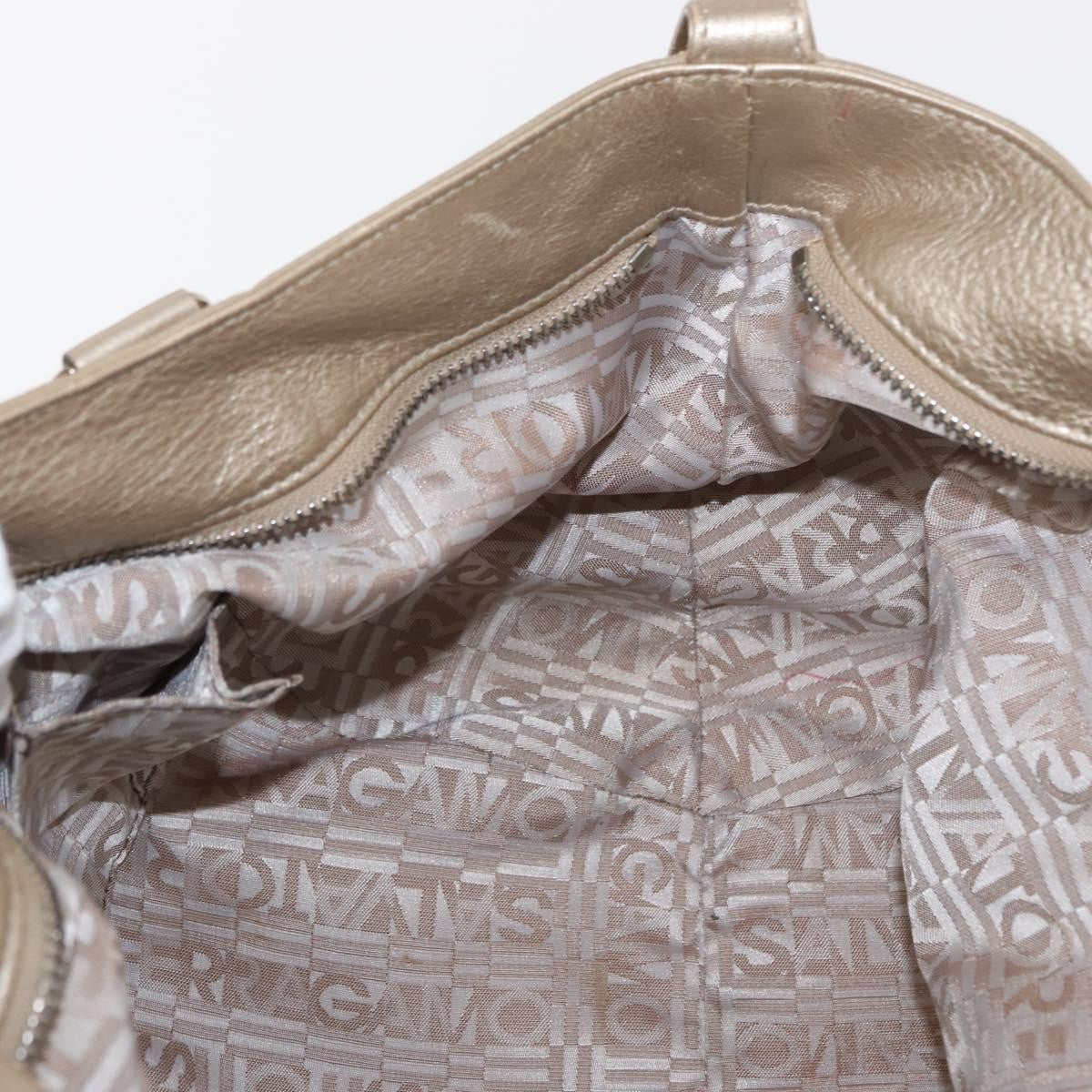 Salvatore Ferragamo Gancini Leather, Gold, Leather, Handbag