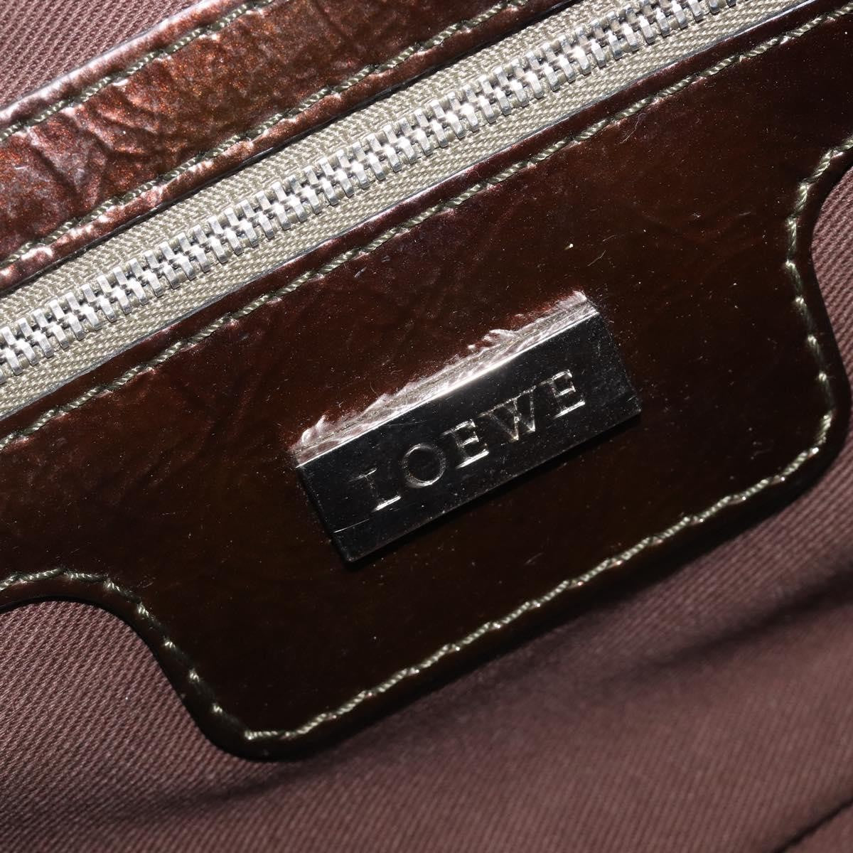 Loewe Amazona Patent, Brown, Patent Leather, Handbag