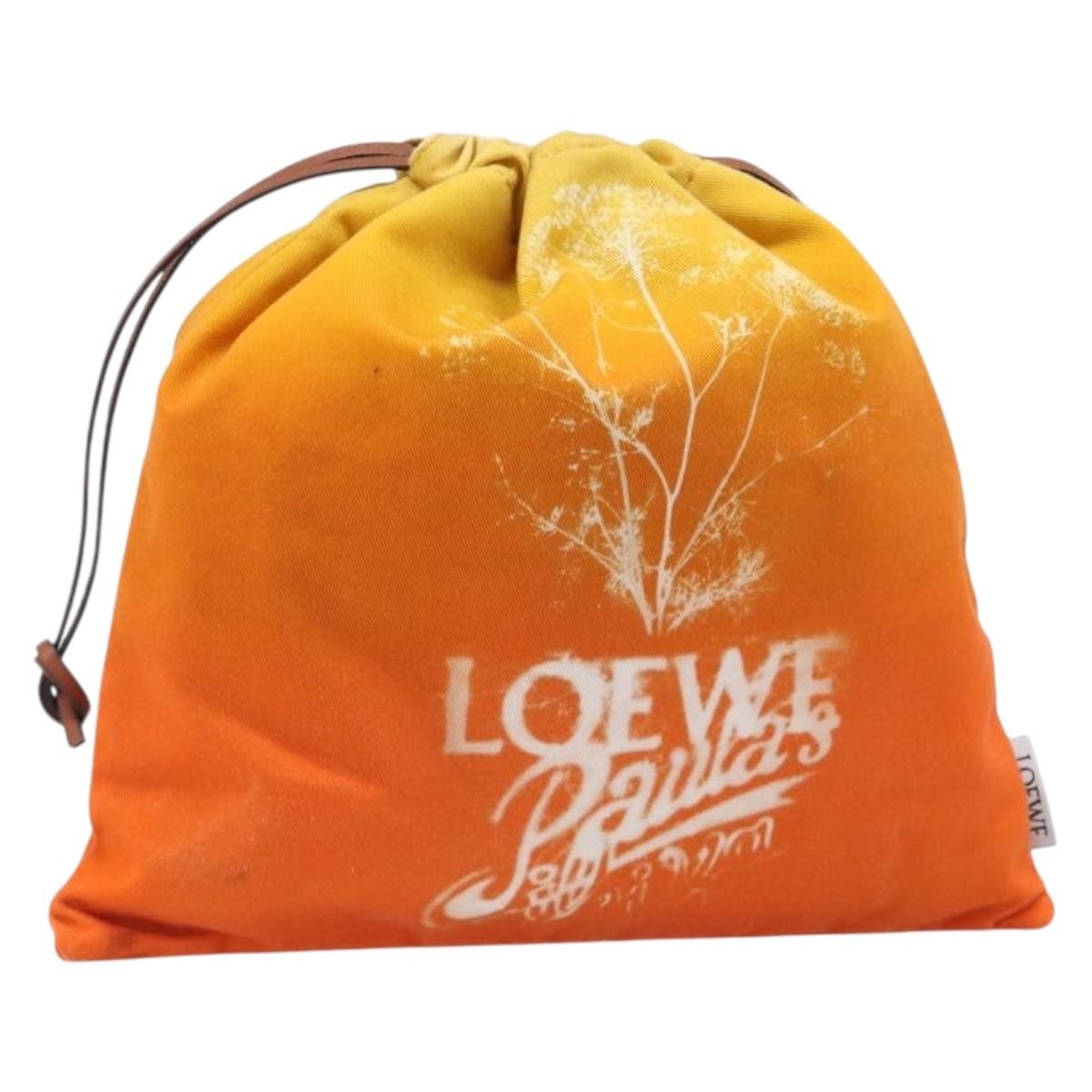 Loewe Paula Drawstring Printed Canvas, Orange, Canvas, Clutch