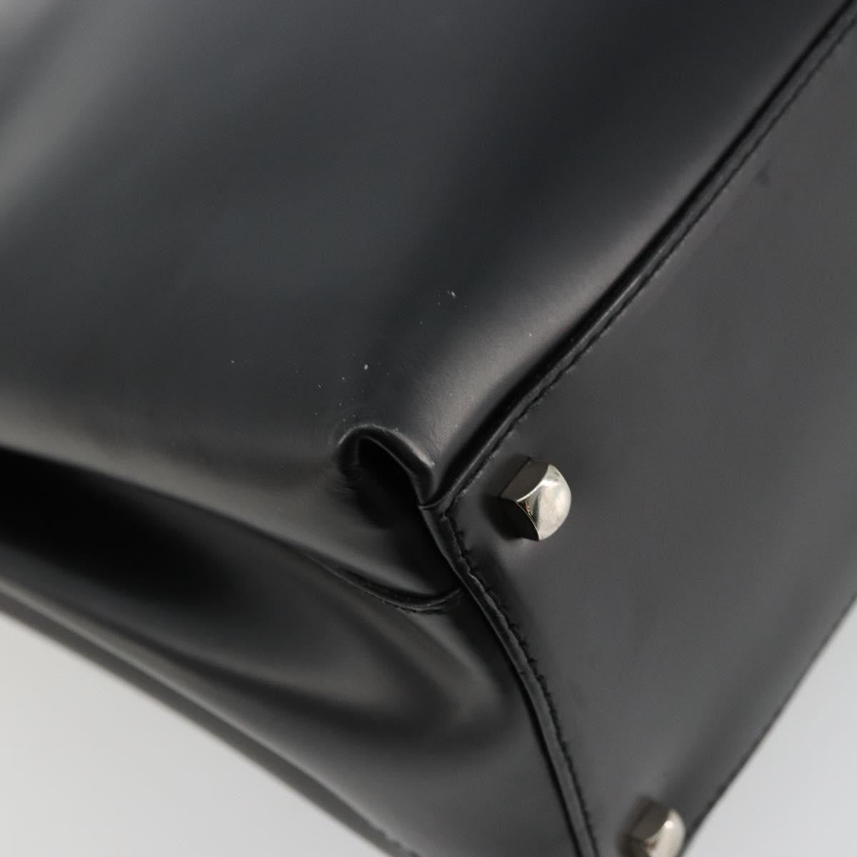 Salvatore Ferragamo Double Gancini Side Buckle Leather, Black, Leather, Tote Bag