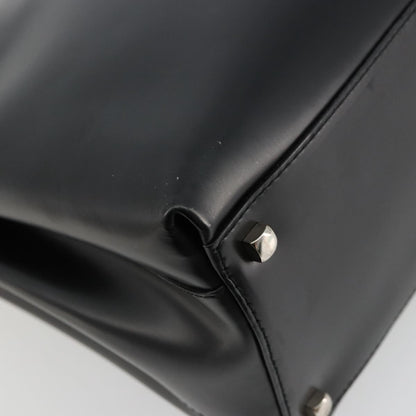 Salvatore Ferragamo Double Gancini Side Buckle Leather, Black, Leather, Tote Bag