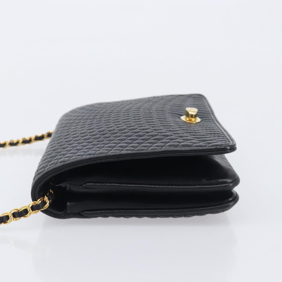 Bally Vintage Chain Quilted Leather, Black, Leather, Shoulder Bag