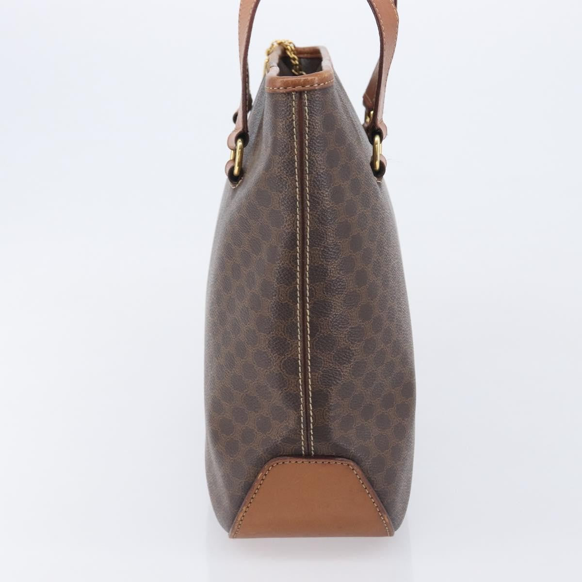 Celine Macadam Shoulder Leather, Brown, Canvas, Crossbody Bag
