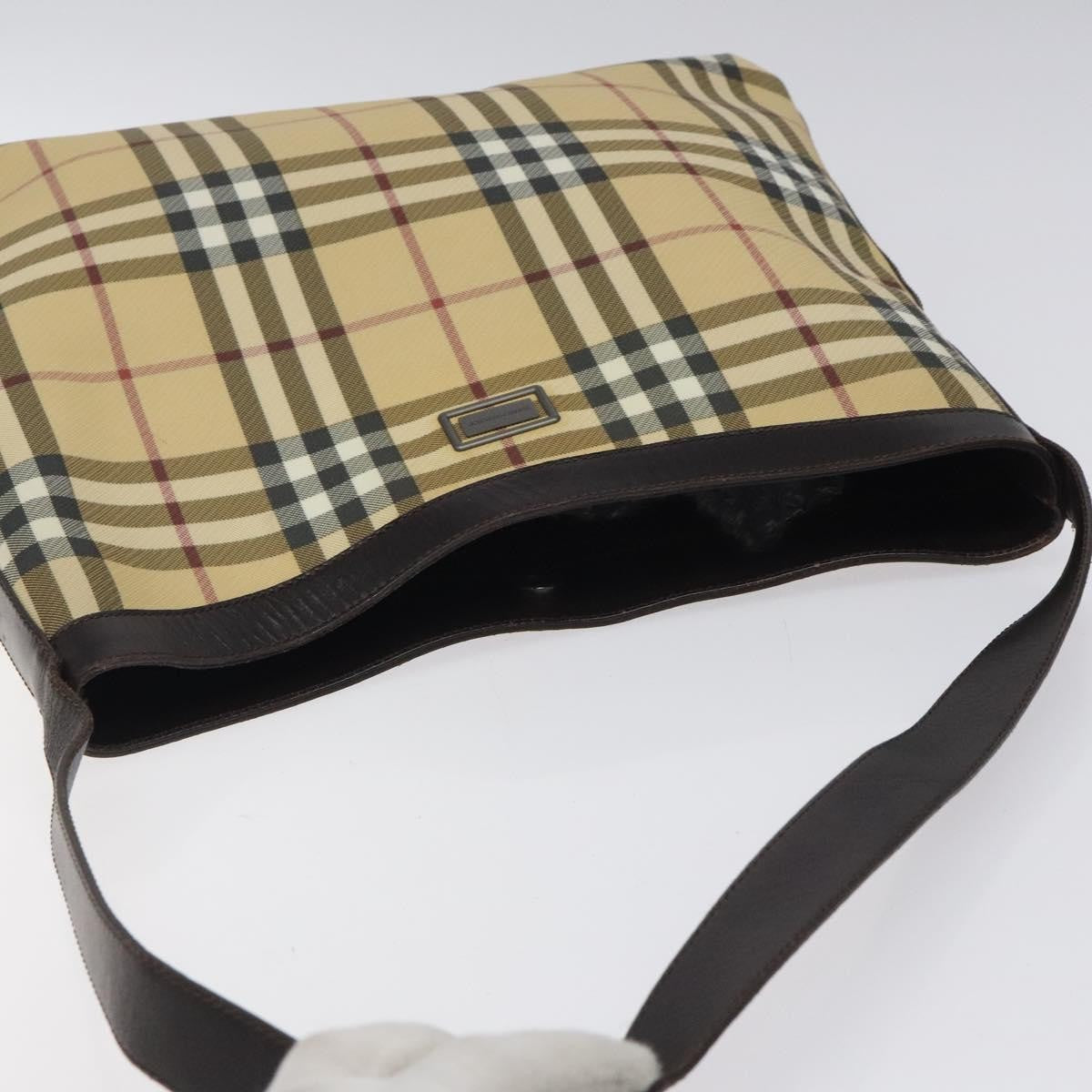 Burberry Nova check Canvas and Leather, Beige, Canvas, Shoulder Bag