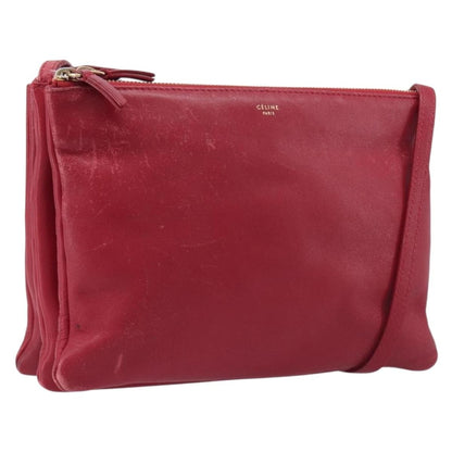 Celine Trio Leather, Red, Leather, Crossbody Bag