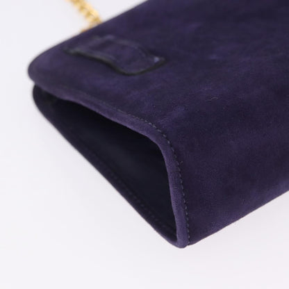 Salvatore Ferragamo Vintage Gancini Chain Suede, Purple, Suede, Shoulder Bag