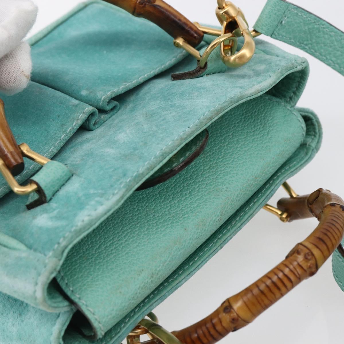 Gucci Bamboo Zip Pouch Leather, TURQUOISE, SUEDE, Clutche & pouche