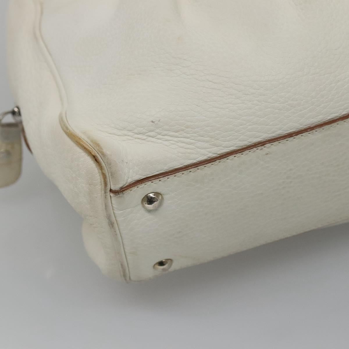 Salvatore Ferragamo Gancini Buckle Leather, White, Leather, Shoulder Bag