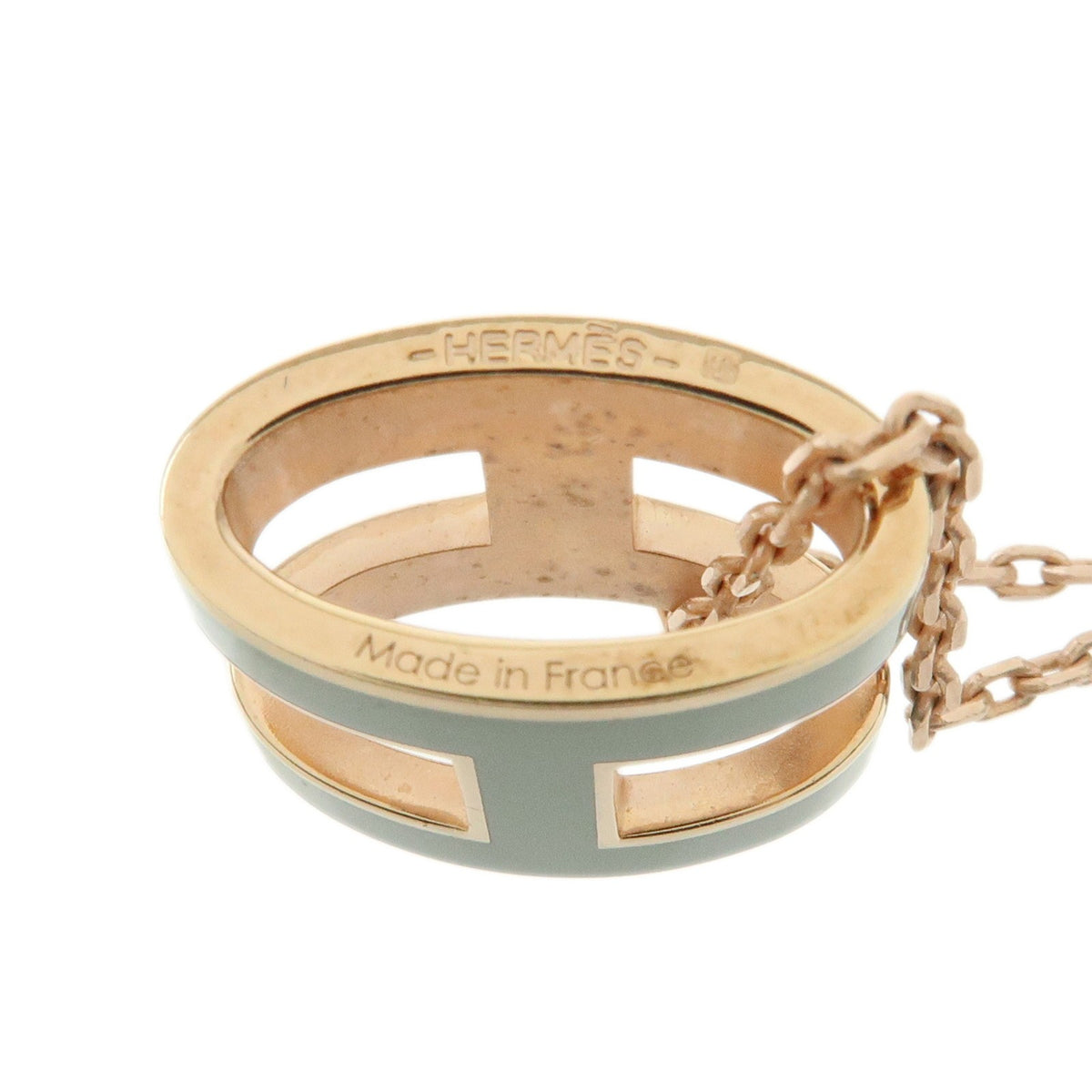 Hermes Pop H Pendant Chain Metal and Enamel, Pink, Rose Gold, Necklace