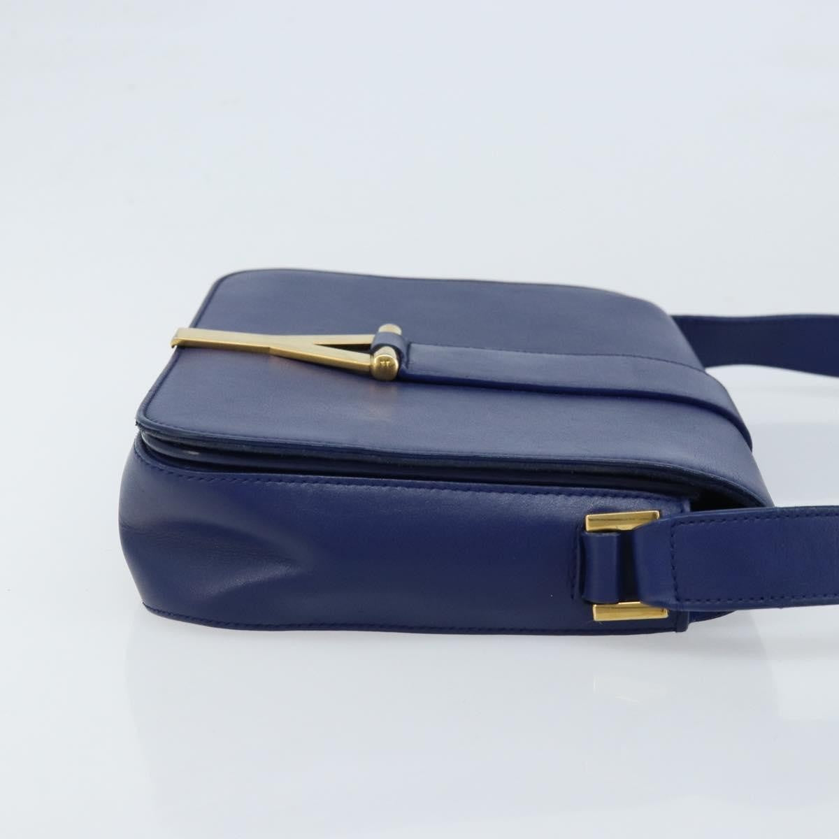 Saint Laurent Chyc Flap Leather, Blue, Leather, Shoulder Bag