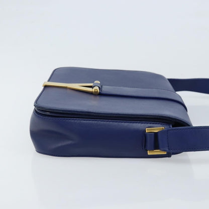 Saint Laurent Chyc Flap Leather, Blue, Leather, Shoulder Bag