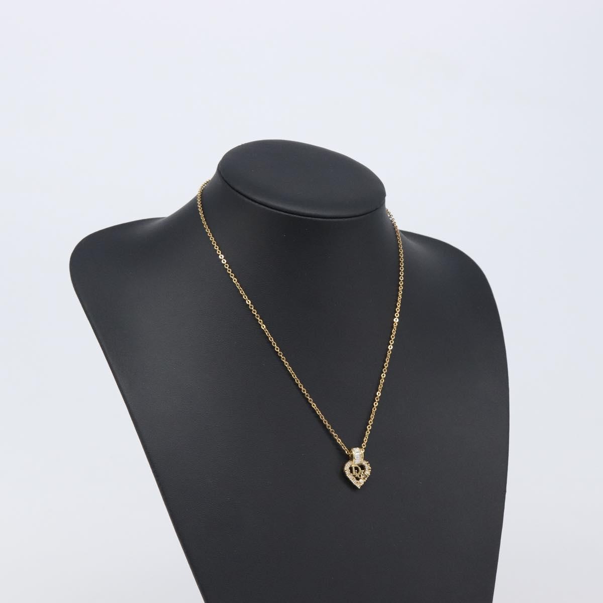Christian Dior Logo Heart Pendant Metal, Gold, Metal, Necklace