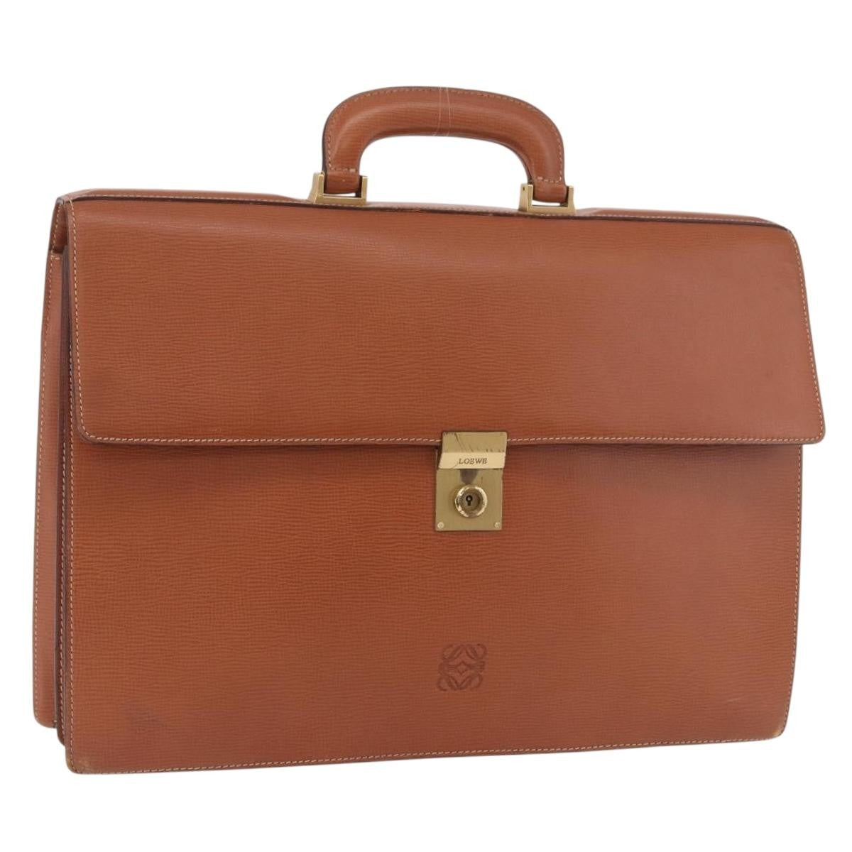 Loewe Anagram Business Leather, Brown, Leather, Briefcase
