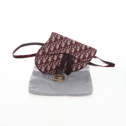 Christian Dior Saddle Belt Oblique Canvas, Burgundy, Canvas, Handbag