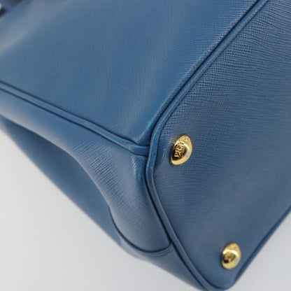 Prada Double Zip Lux Tote Saffiano Leather, Blue, Leather, Handbag