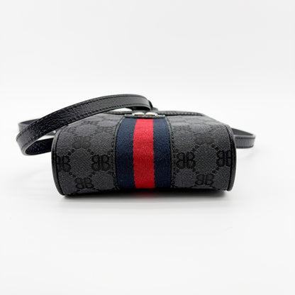 Balenciaga x Gucci The Hacker Project Zip Messenger BB Canvas, Black, Canvas, Shoulder Bag