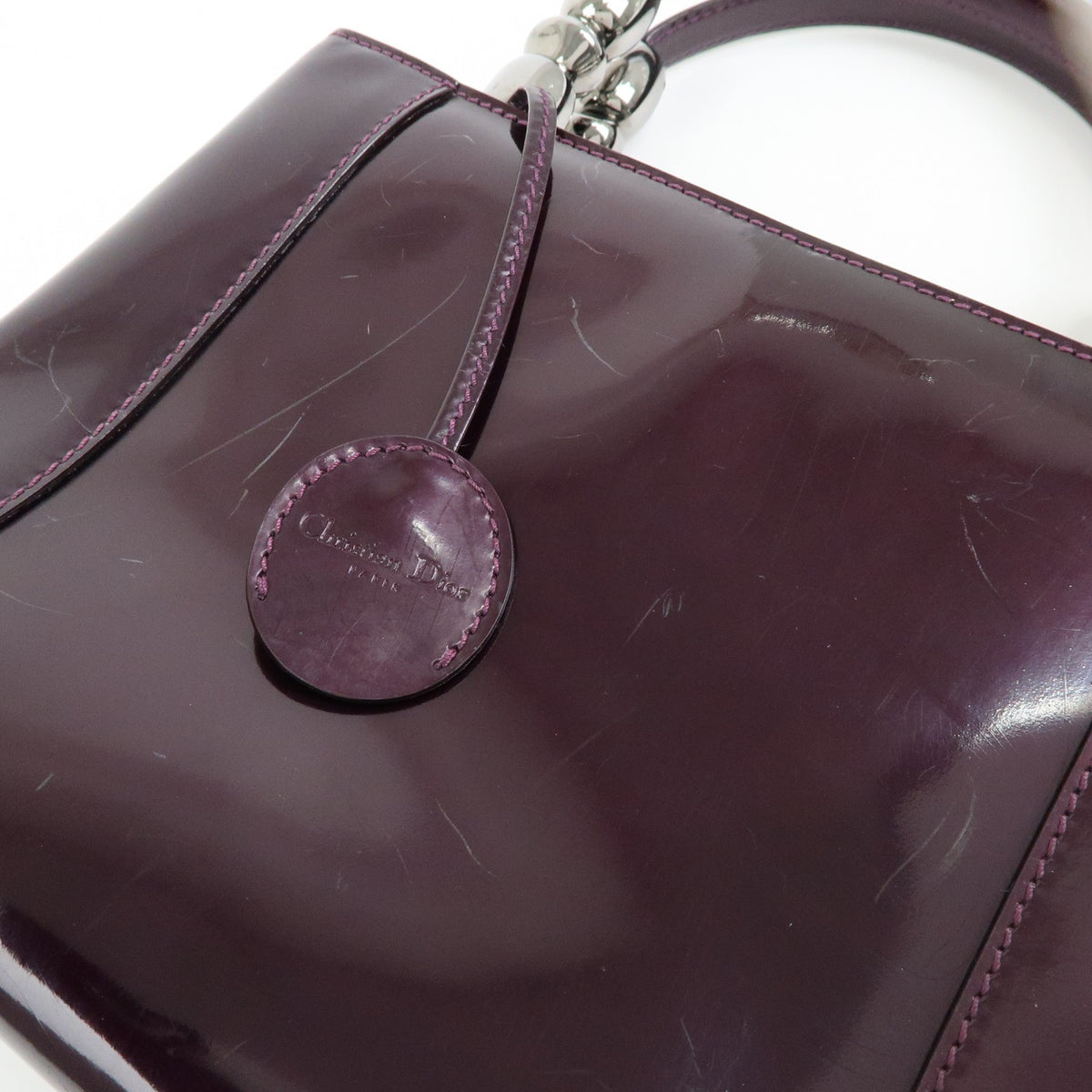Christian Dior Handbag Leather, Purple, Patent Leather, Handbag