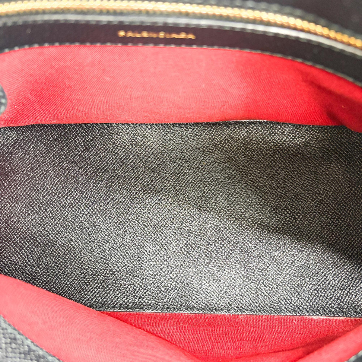 Balenciaga Logo Ville Leather, Black, Leather, Handbag
