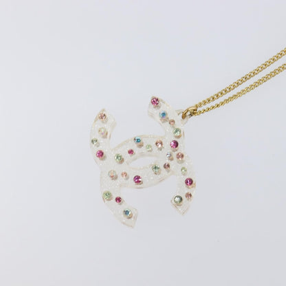 Chanel CC Pendant Multicolor Crystal Embellished Metal, Multicolour, Metal, Necklace